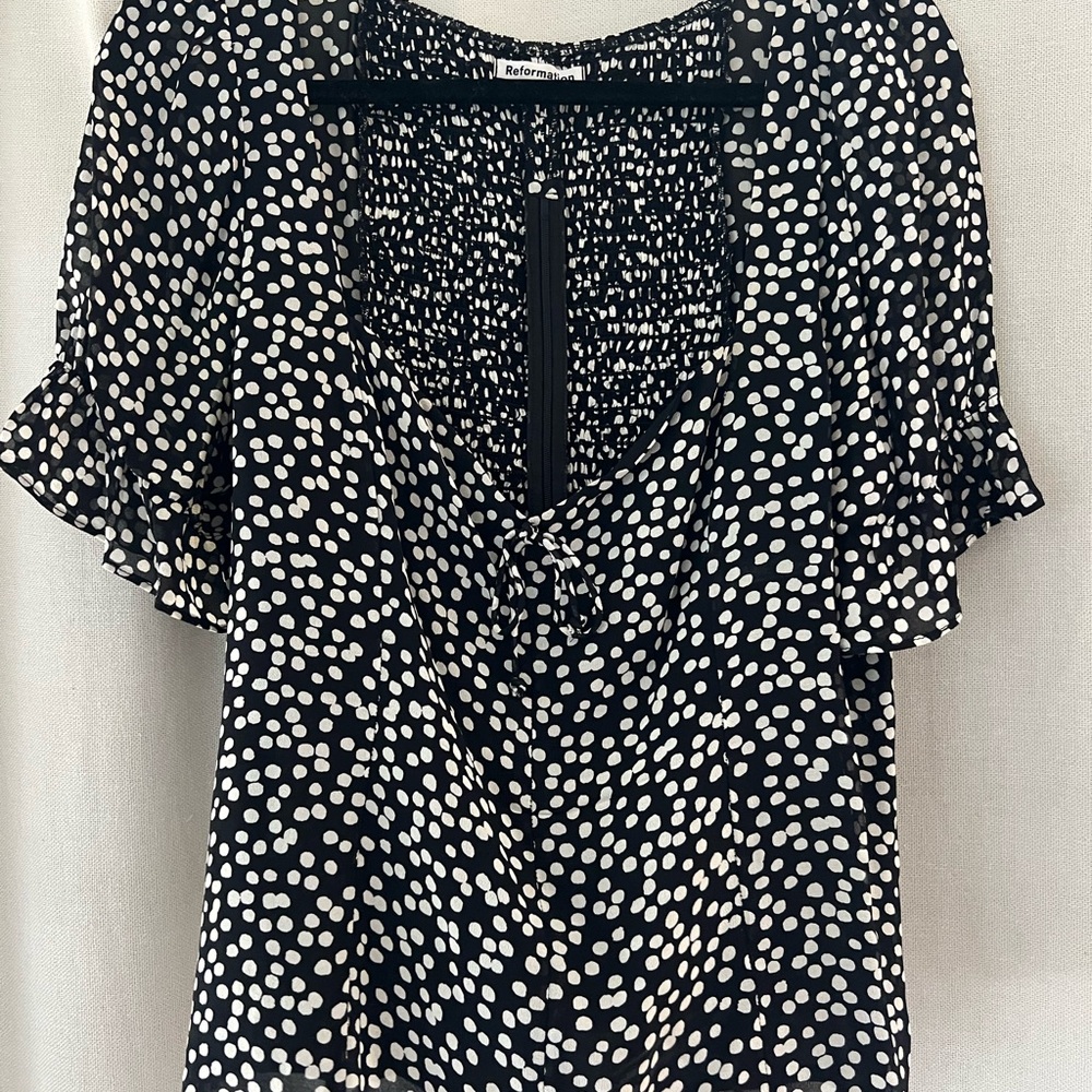 Reformation Delevan Polka Dot Top
